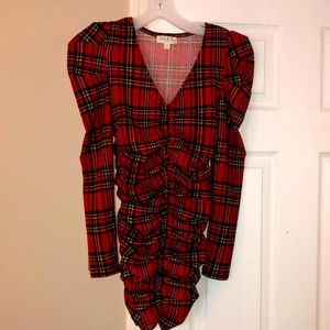 Scrunch butt plaid dress